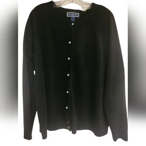 Black cozy cardigan with faux pearl buttons size 1X